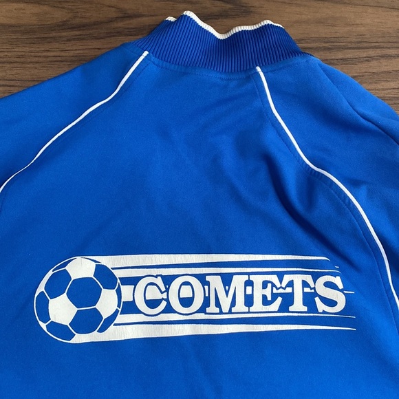 Vintage 02 DeadStock Nike Soccer Warm Up Jacket/ Track Jacket Blue/white Zip Up - Picture 4 of 6